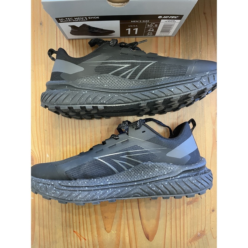 Hi-Tec Men's‎ Trail Running Hiking Tennis Shoes Black, Asphalt Sneaker Men Sz 11